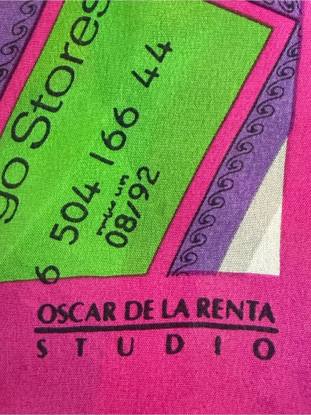 OSCAR DE LA RENTA Vintage Rare Silk Credit Card Checks Bright Colorful Scarf GUC
